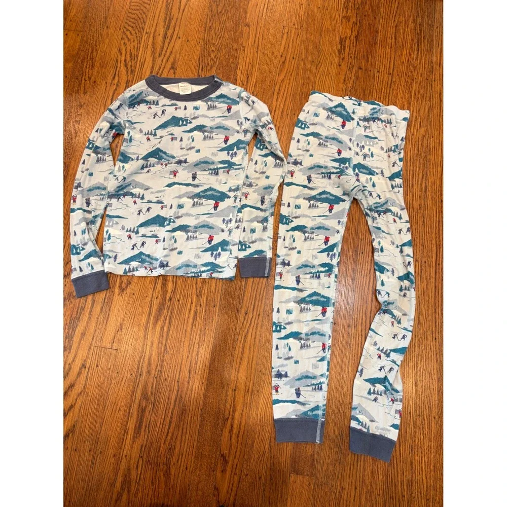 Hanna Andersson Kids 12 Winter Mountain Ski Hockey Organic Cotton Pajama Set